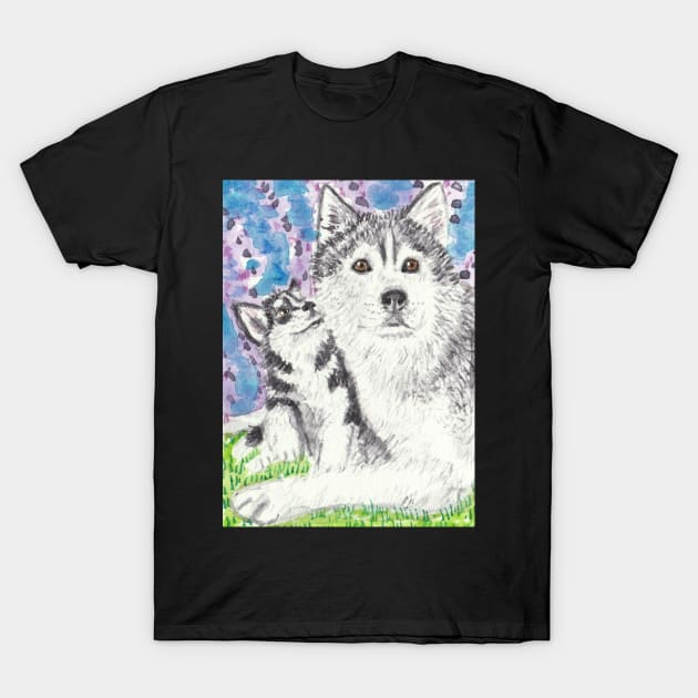 Husky dog art T-Shirt by SamsArtworks